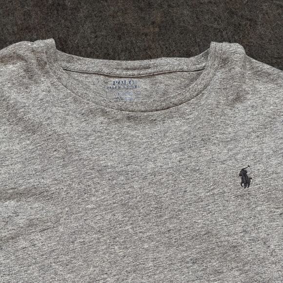 Polo Ralph Lauren Long Sleeve Heather Gray Crewneck Tee Size L - Picture 2 of 5
